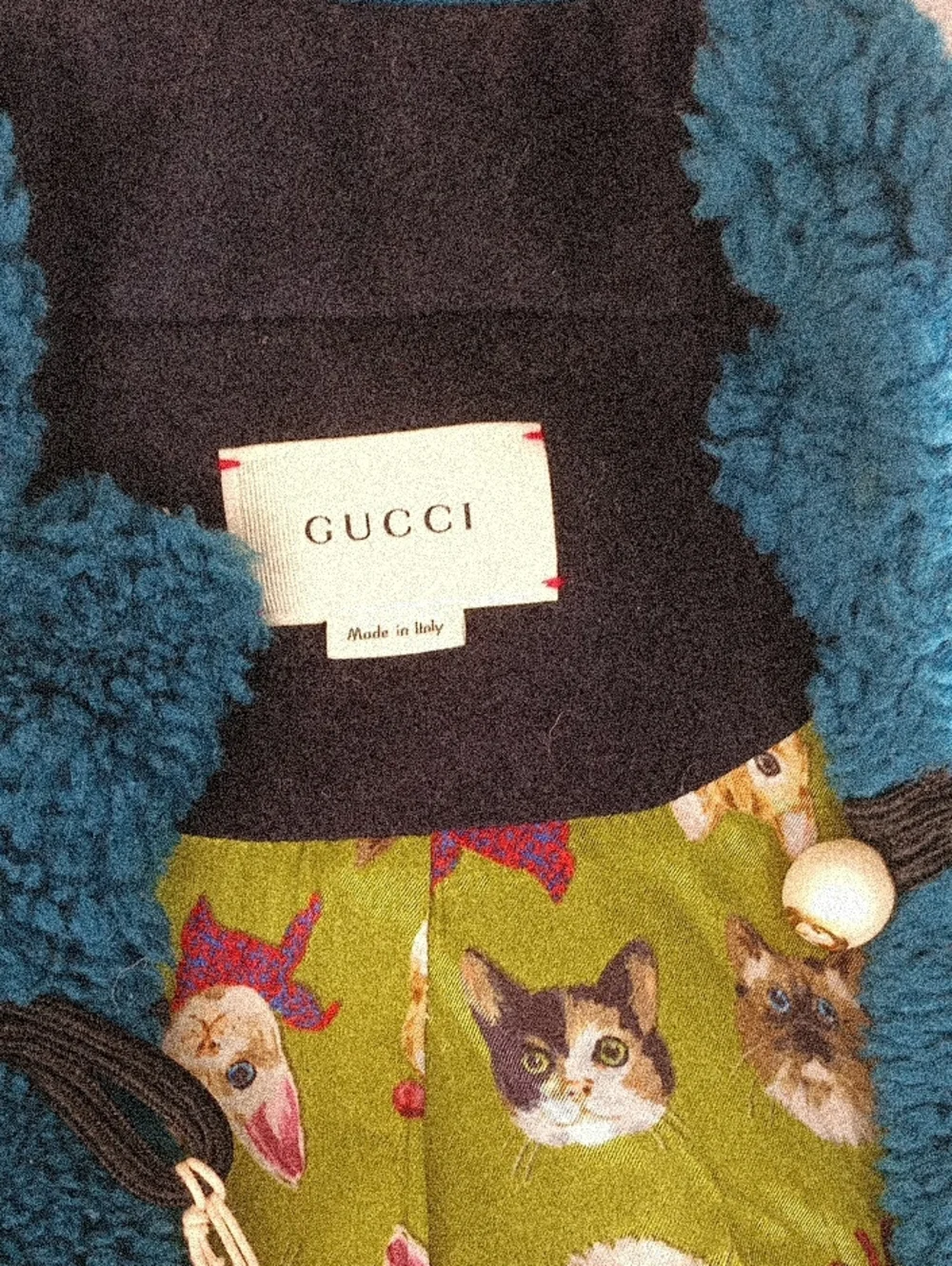Gucci Kids Navy Pea Coat with Blue Trim & Pink Cuffs